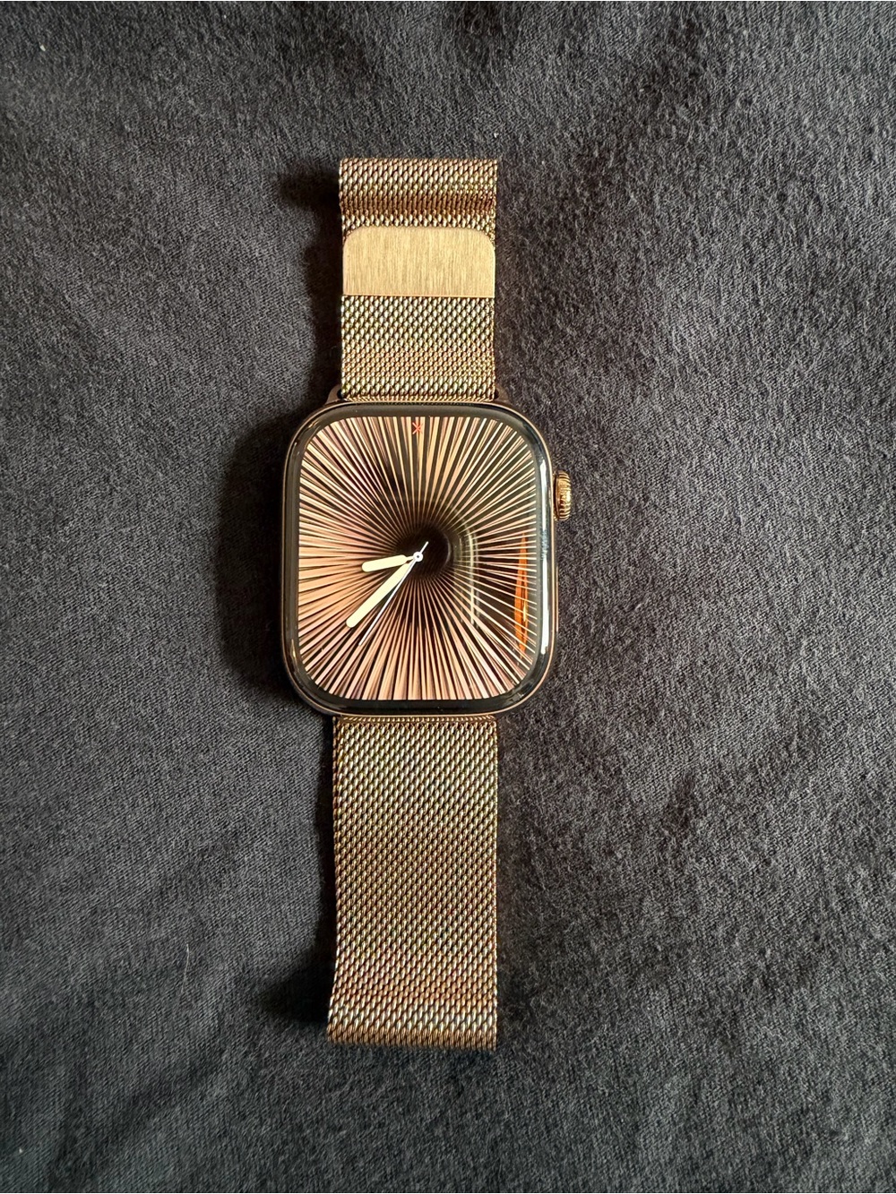 Apple Gold Smartwatch with Sunburst Dial and Mesh Band Series 10